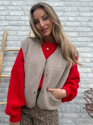 Pocket Teddy Gilet / Beige
