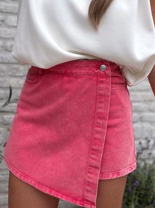 Denim Basic Skort / Red