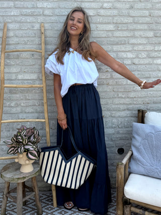 One Shoulder Puff Top / White