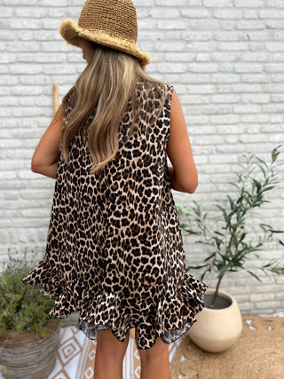 Leopard Button Dress / Brown