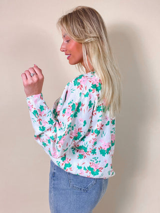 Sweet Floral  Sweater / Pink