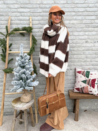 Soft Days Stripe Scarf / Beige-Brown