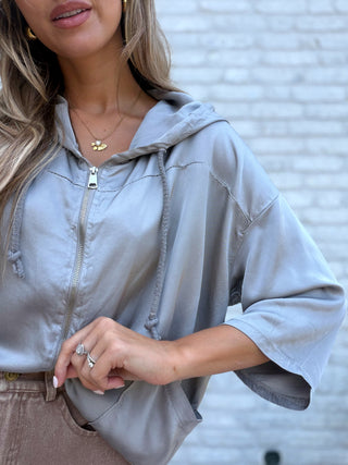 Satin Bomber Jacket / Grey
