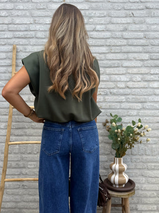 Sleeveless Shoulder Top / Khaki