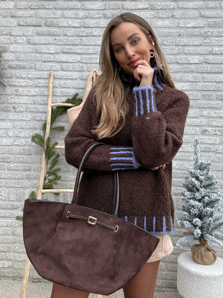 Chunky Winter Knit / Brown & Blue
