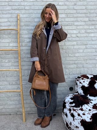 Checked City Coat / Brown