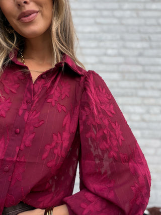 Sheer Detailed Blouse / Bordeaux
