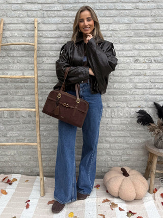 Laqué Bomber Jacket / Dark Chocolate