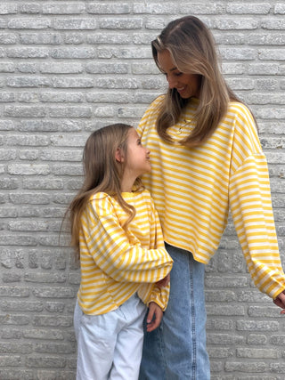 Striped Long Sleeve Top / Yellow-White
