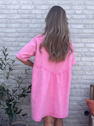 Sunset Denim Dress / Pink