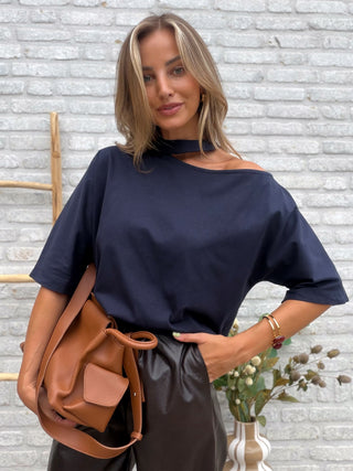 Cut-Out Tee / Navy Blue