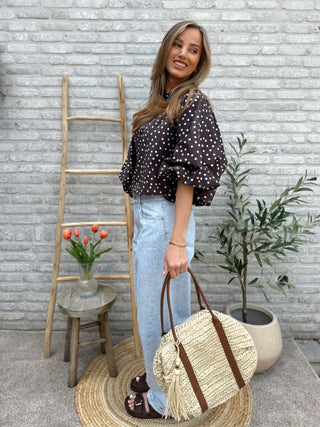 Effortless Polka Blouse / Brown