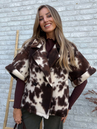 Cow Print Shoulder Vest / Brown