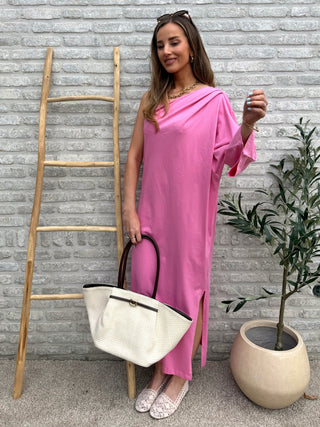 One Shoulder Flow Dress / Pink