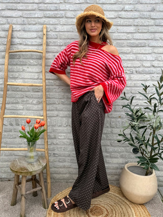 Shoulder Detail Knit / Red-Pink