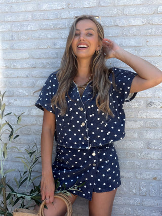 Polka Skort / Navy Blue