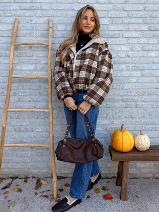 Checked Teddy Jacket / Brown