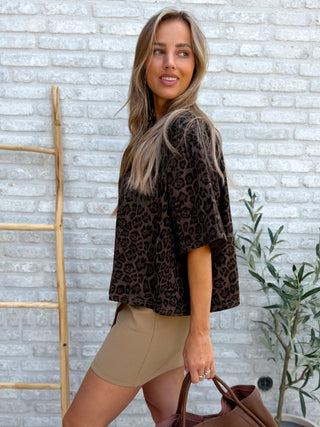 Leopard Oversized Tee / Brown