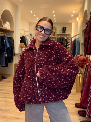Oversized Teddy Jacket / Burgundy