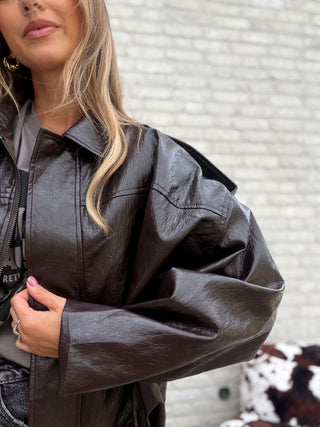 Oversized Leather Jacket / Brown