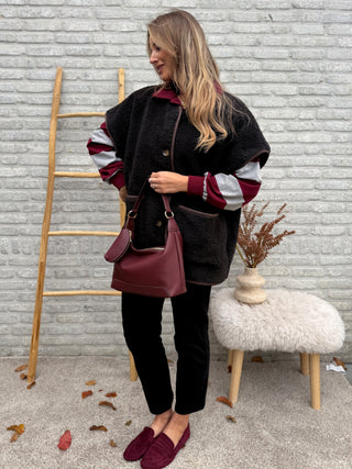 Striped Polo Blouse / Bordeaux-Grey