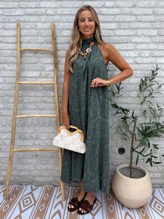 Paisley Halter Dress / Khaki