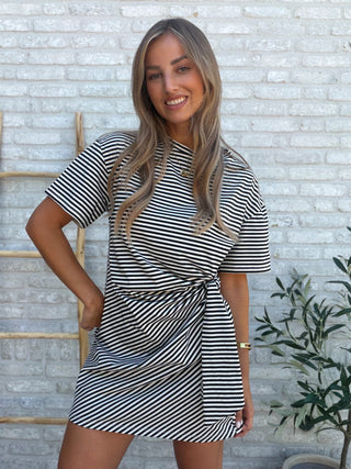Stripe Tee Dress / Black-White