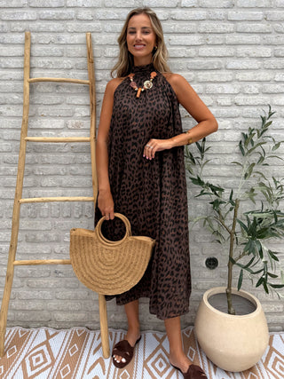 Leopard Halter Dress / Brown