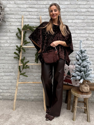 Sequin Velvet Top / Chocolate