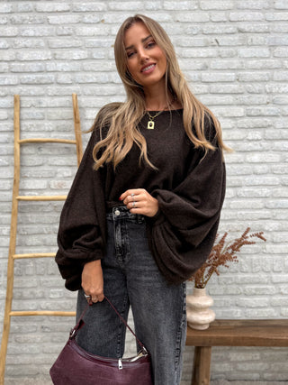 Balloon Sleeve Knit / Brown