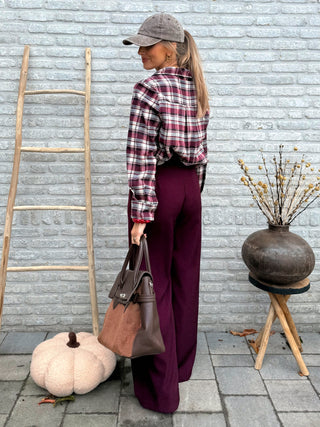 Checked Plaid Shirt / Burgundy