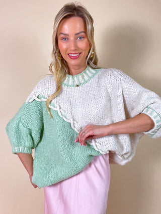 Braided Pastel Sweater / Mint Green