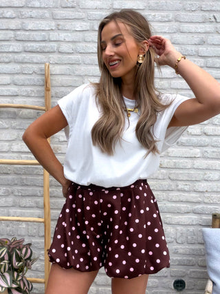 Polka Dot Balloon Short / Brown-Pink