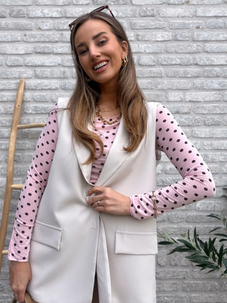 Sleeveless Tailored Blazer / Beige