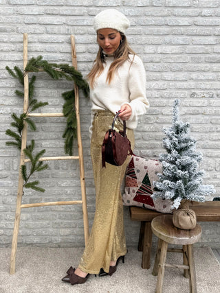 Sequin Pants Wide Fit / Gold