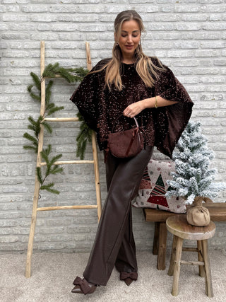 Sequin Velvet Top / Chocolate