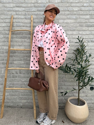Polka Dot Multi-Way Jacket / Pink
