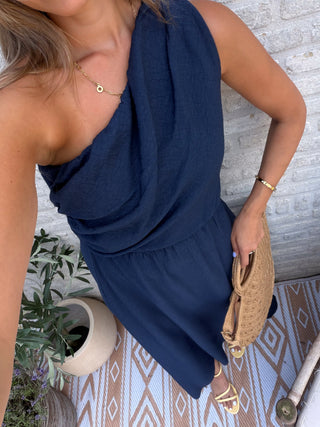 One Shoulder Dress / Dark Blue