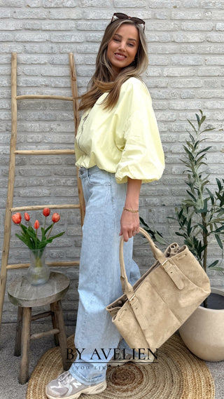 Suede Shopper Bag / Beige