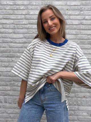 Mommy And Me Striped Scarf Tee / Grey-White