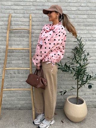 Polka Dot Multi-Way Jacket / Pink