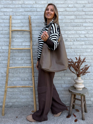 Zip Stripe Knit / Dark Blue-White
