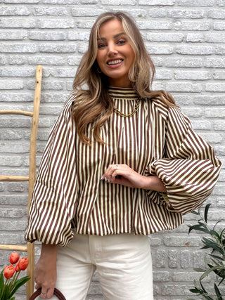Open Back Blouse / Yellow-Brown