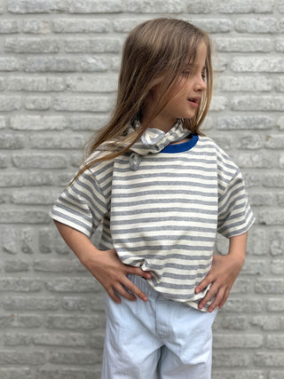 Mommy And Me Striped Scarf Tee / Grey-White