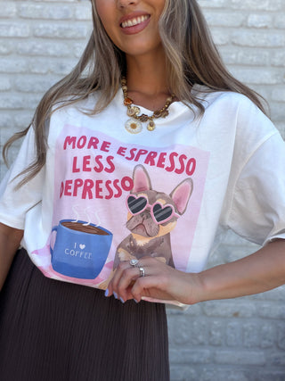 More Espresso Graphic Tee / White-Pink