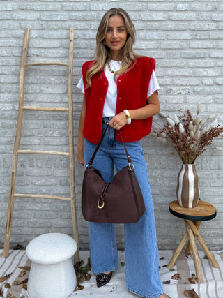 Short Teddy Vest / Red