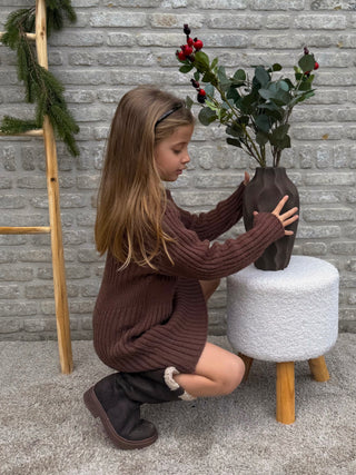 Geribde knit dress / Brown