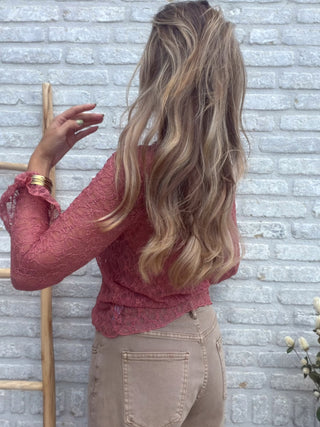Sheer Lace Longsleeve / Old Rose