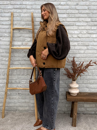 Padded Button Gilet / Camel