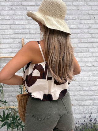 Flow Print Top / Brown-Beige